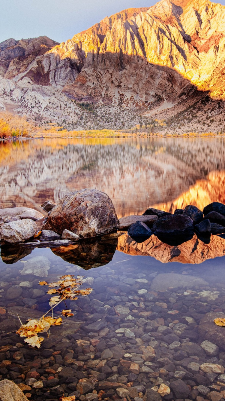 Обои отражение, природа, дикая местность, рок, гора в разрешении 750x1334