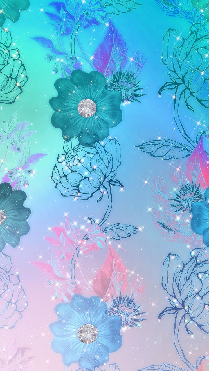 Обои Флора, лазурный, синий, ботаники, ткань в разрешении 720x1280