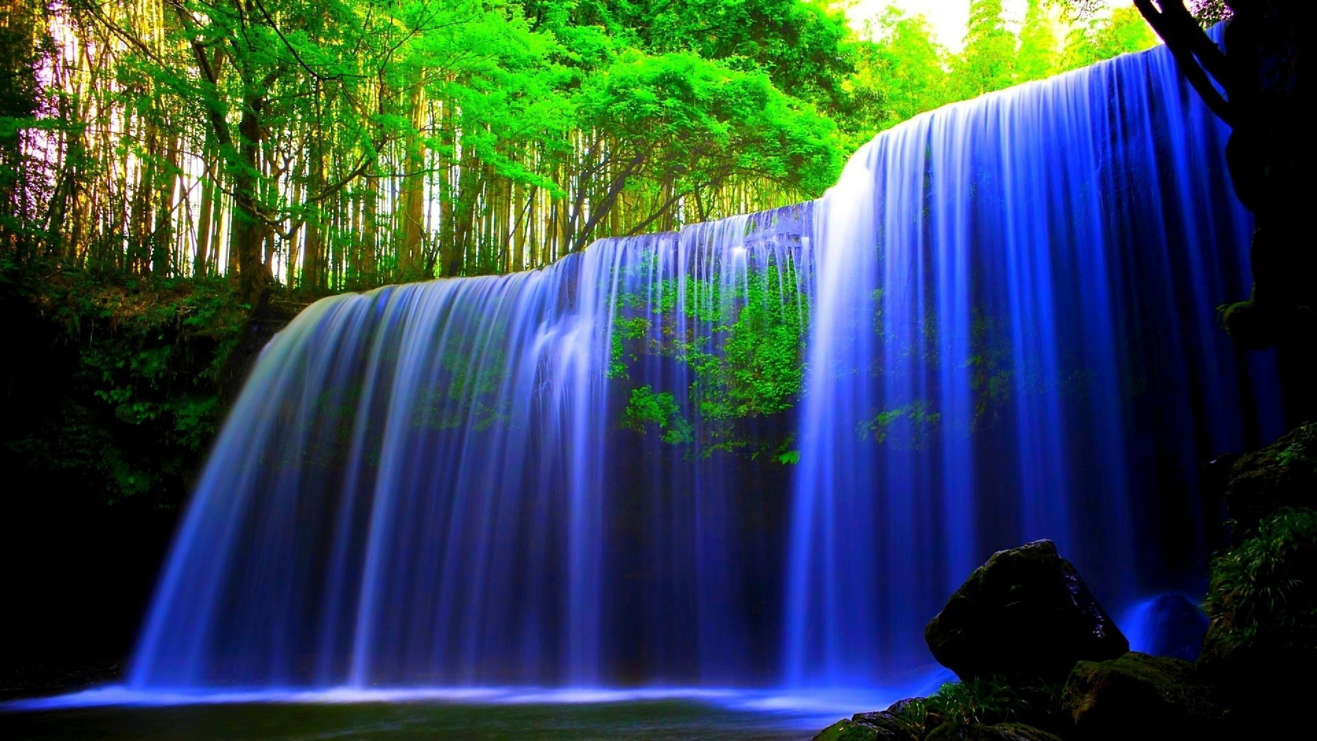 Обои водопад, водоем, природа, гидроресурсы, вода в разрешении 1920x1080