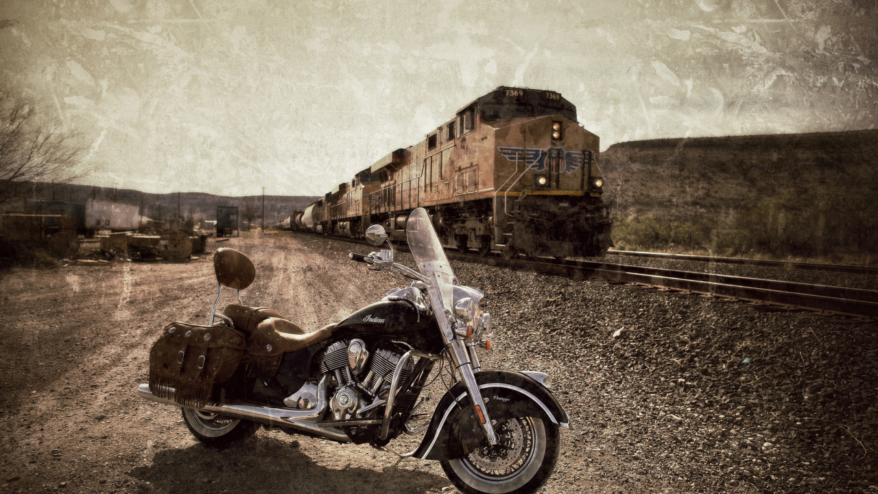 Обои мотоцикл, колесо, авто, пейзаж, автомобиль в разрешении 1280x720