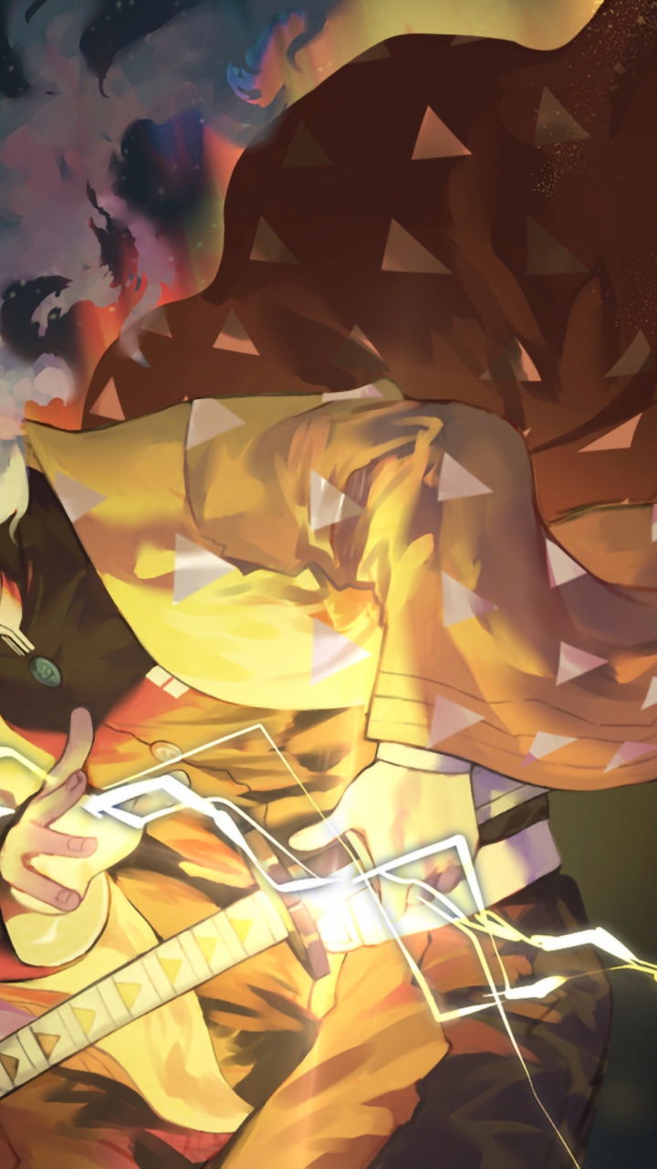 Обои зеницу агацума, Танджиро Камадо, убийца демонов kimetsu no yaiba, растение, арт в разрешении 720x1280