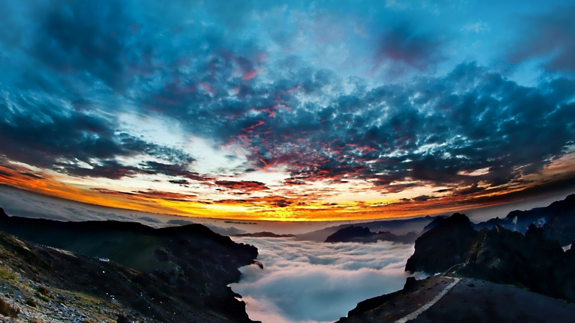 Обои природа, облако, горизонт, атмосфера, рассвет в разрешении 1920x1080