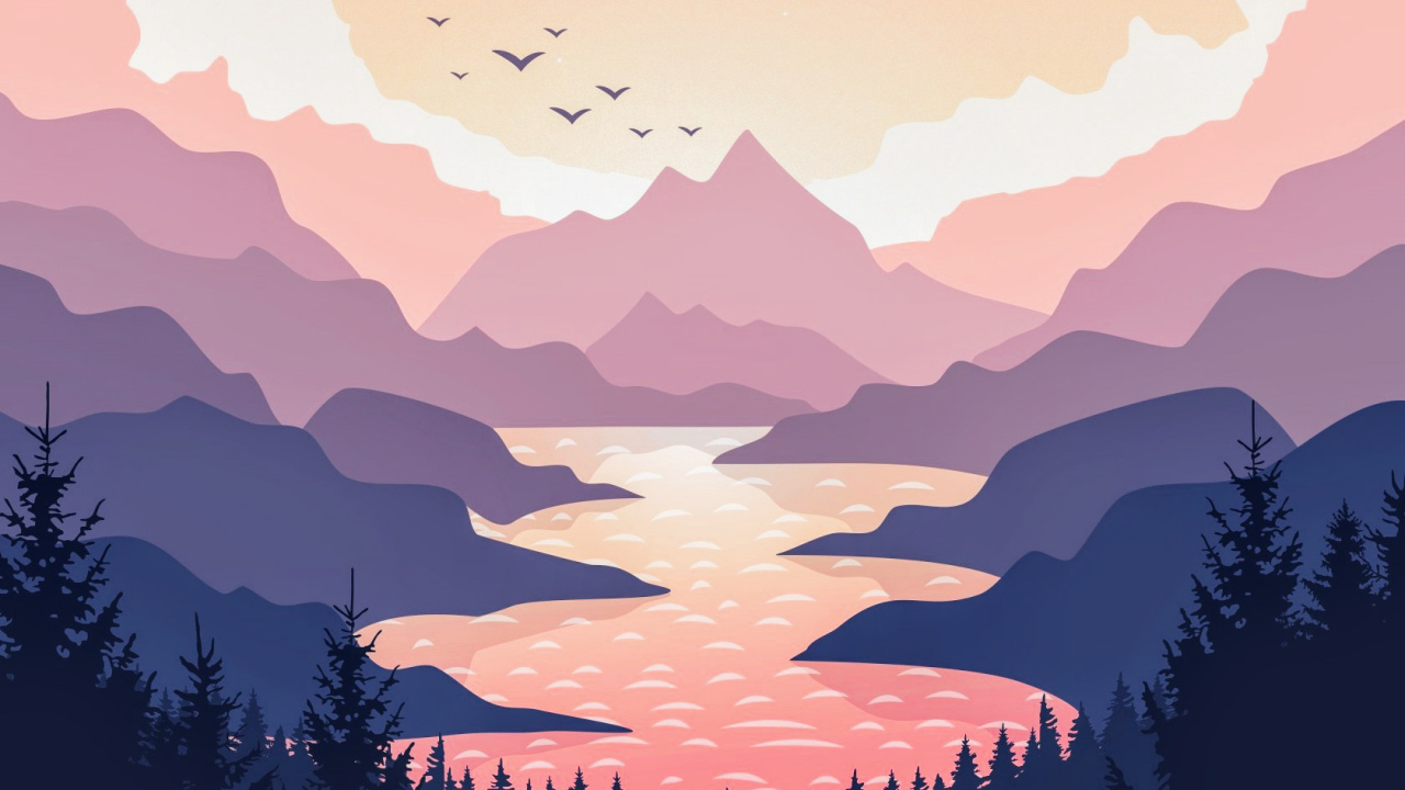 Обои смартфон, атмосфера, гора, послесвечение, облако в разрешении 1280x720