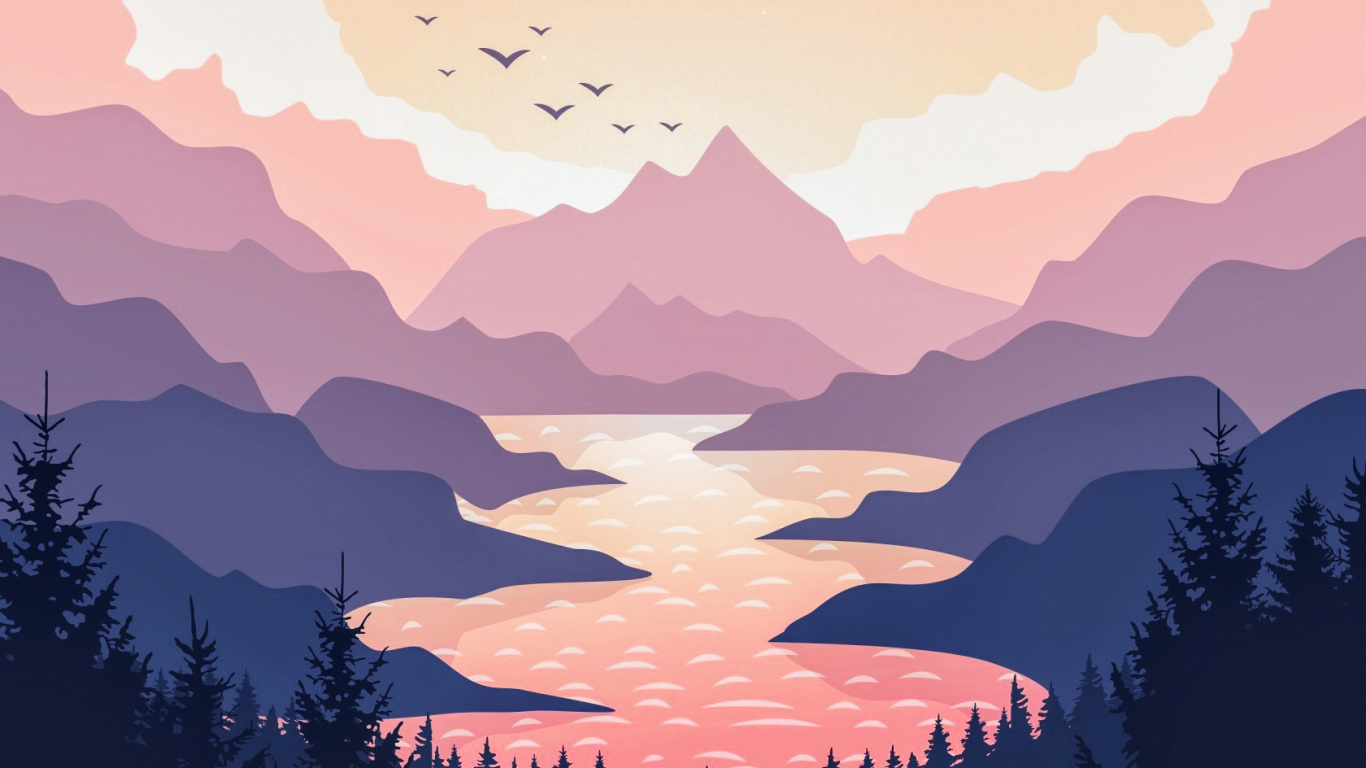 Обои смартфон, атмосфера, гора, послесвечение, облако в разрешении 1366x768