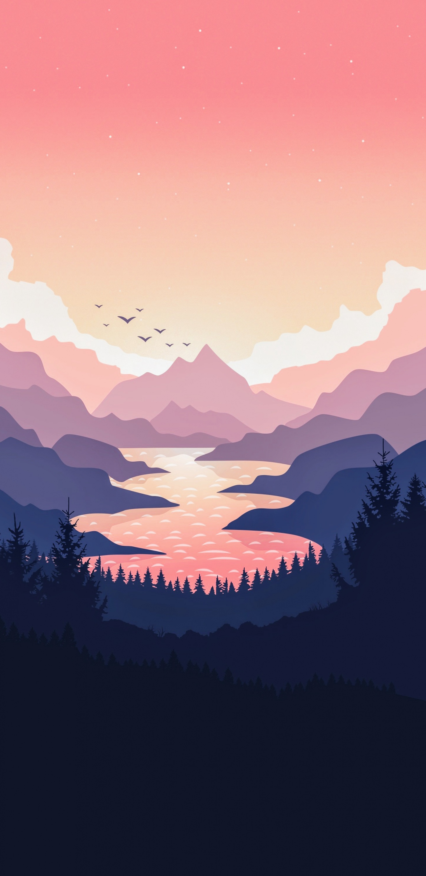 Обои смартфон, атмосфера, гора, послесвечение, облако в разрешении 1440x2960