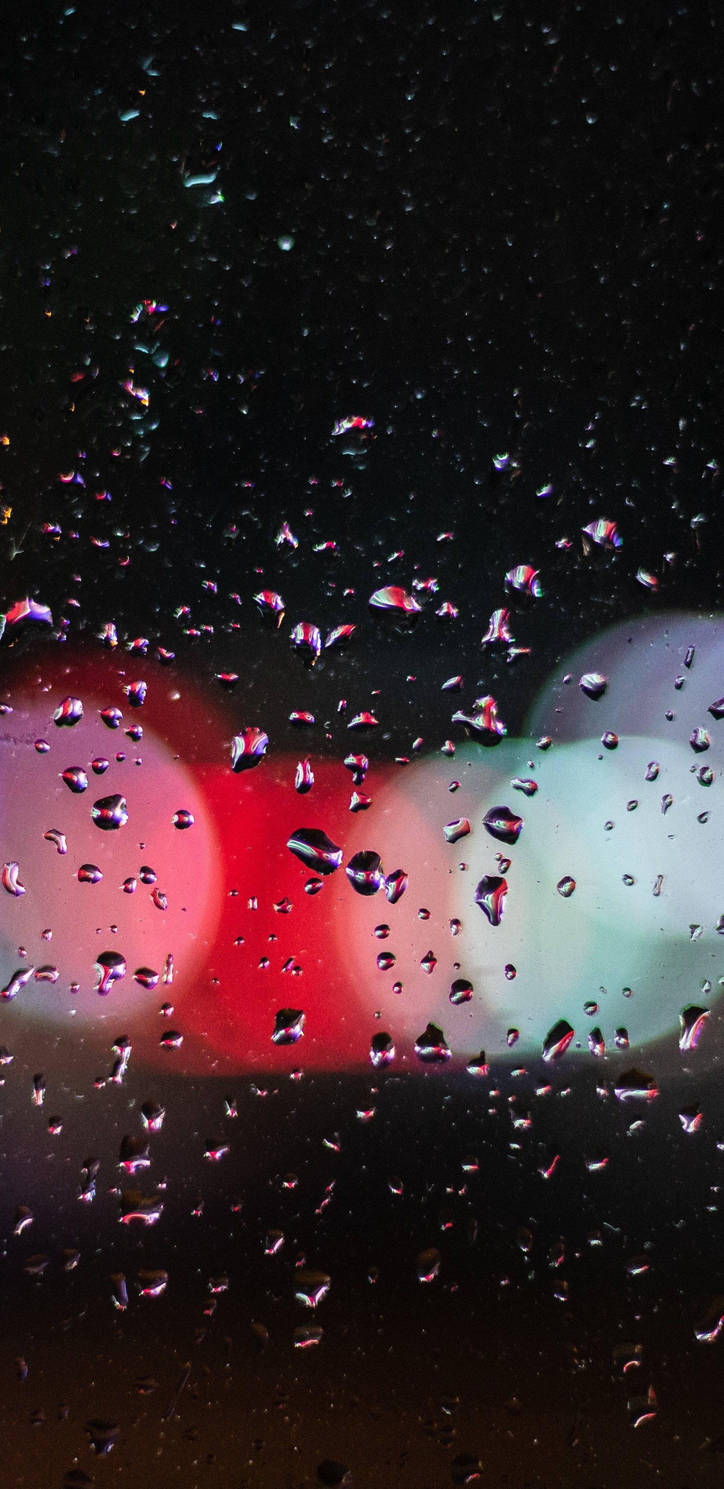 Обои сияние, боке, свет, вода, дождь в разрешении 1440x2960