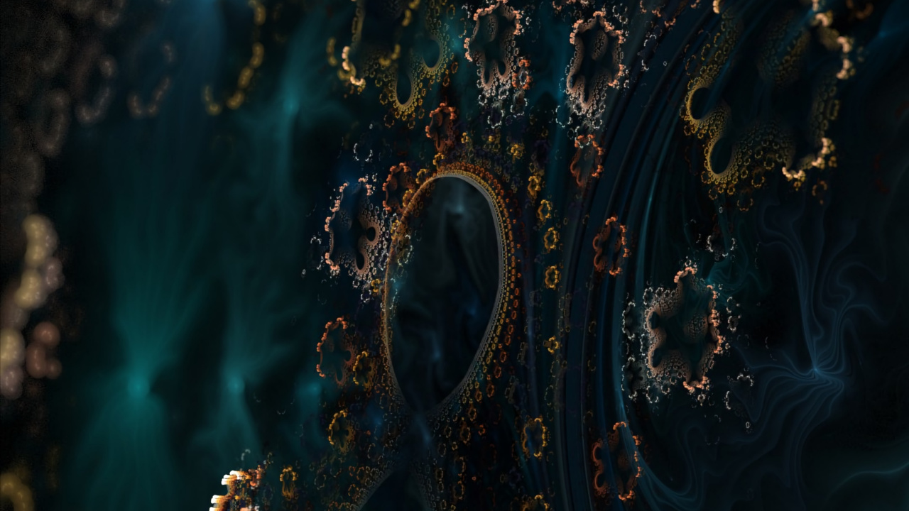 Обои фрактальное искусство, фрактал, арт, синий, бирюза в разрешении 1280x720