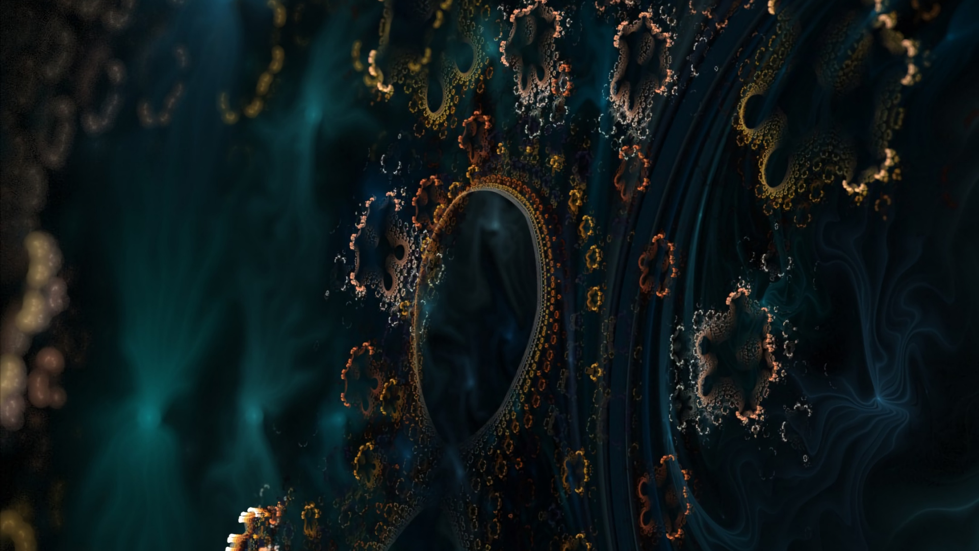 Обои фрактальное искусство, фрактал, арт, синий, бирюза в разрешении 1920x1080