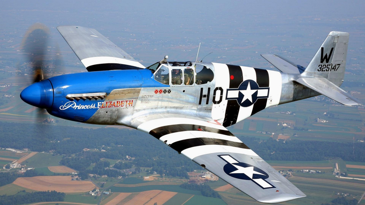 Обои самолеты, Форд Мустанг, самолет, авиация, пропеллер в разрешении 1280x720