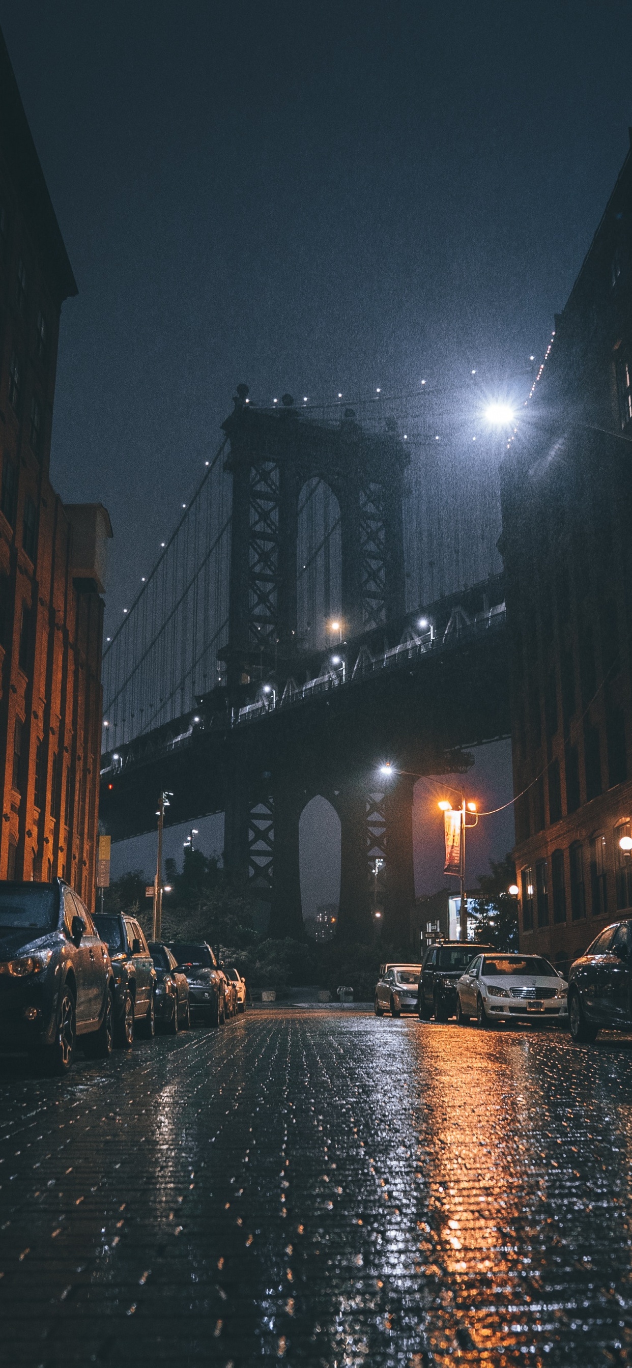 Обои Бруклинский Мост Парк, манхэттенский мост, Бруклинский мост, мост, здание в разрешении 1242x2688