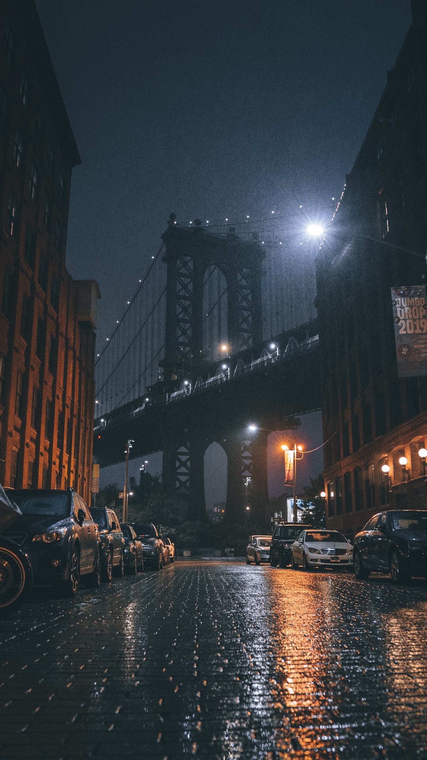 Обои Бруклинский Мост Парк, манхэттенский мост, Бруклинский мост, мост, здание в разрешении 1440x2560