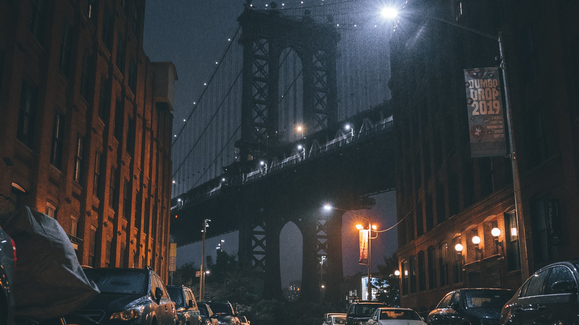 Обои Бруклинский Мост Парк, манхэттенский мост, Бруклинский мост, мост, здание в разрешении 1920x1080