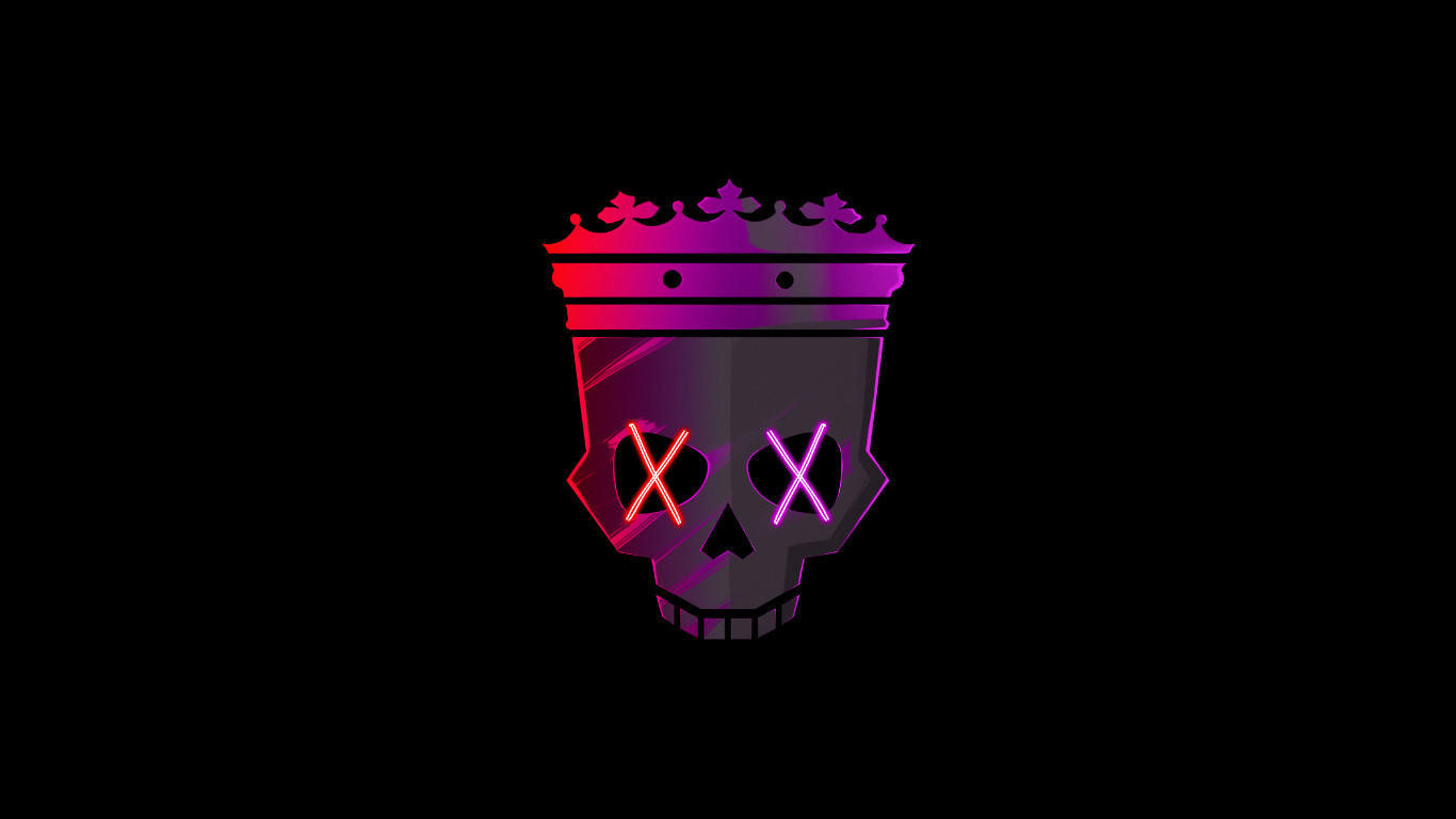 Обои Skull With Crown Minimal в разрешении 1366x768