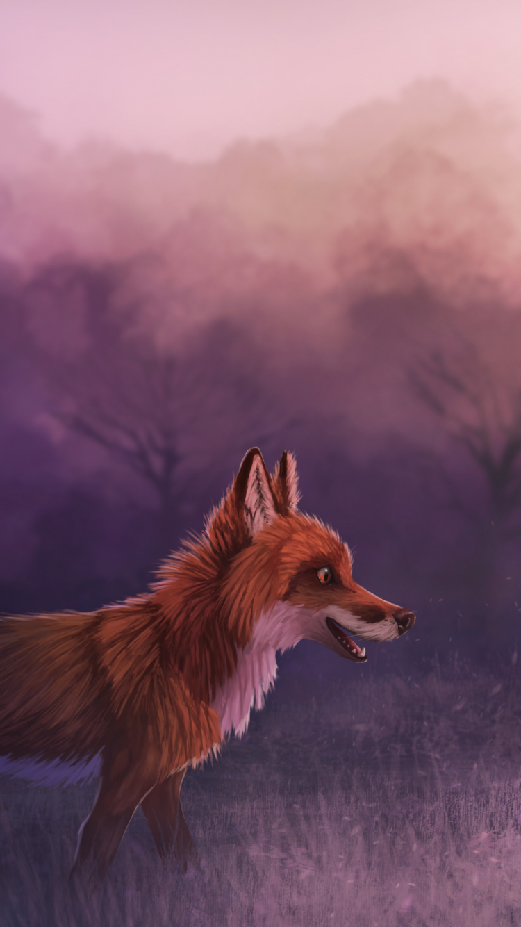 Обои лиса, красный волк, рыжая лисица, Псовые, живая природа в разрешении 750x1334