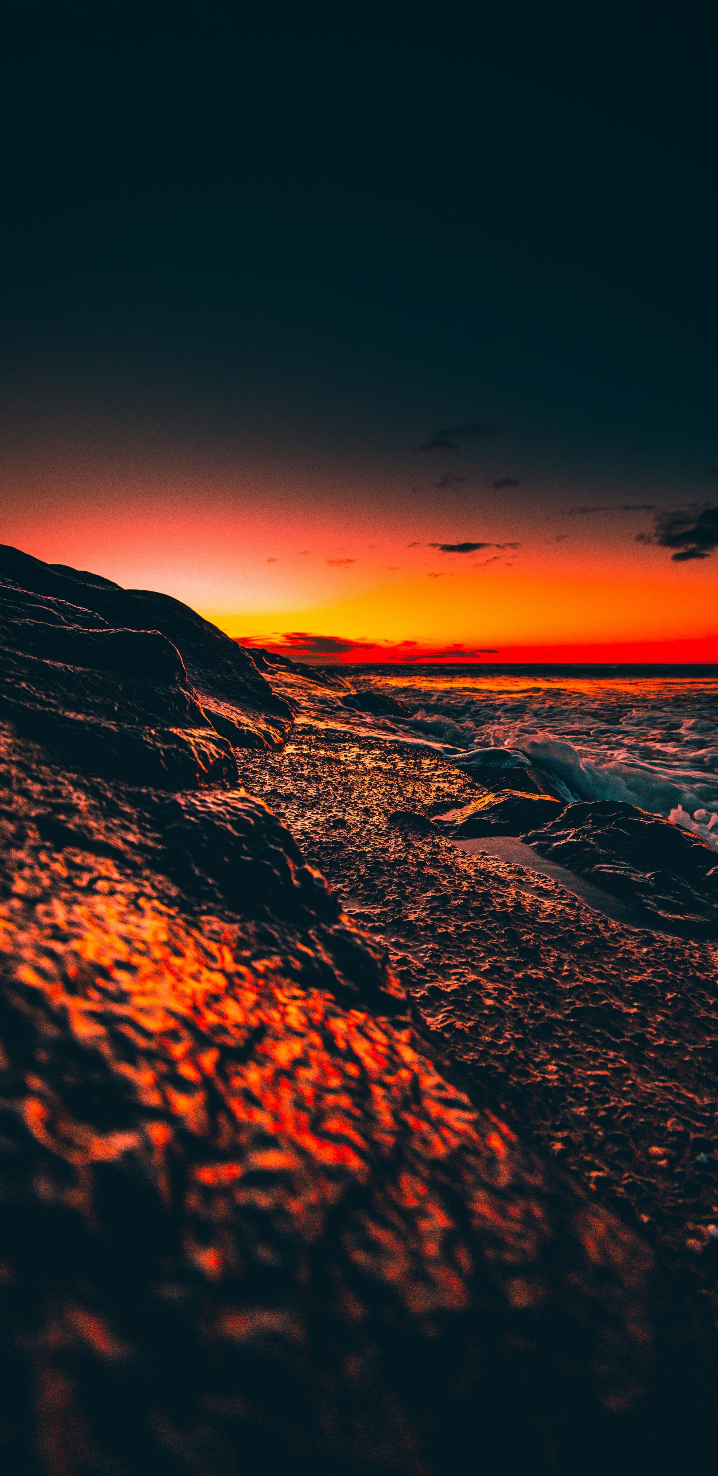 Обои закат, восход солнца, горизонт, послесвечение, природа в разрешении 1440x2960