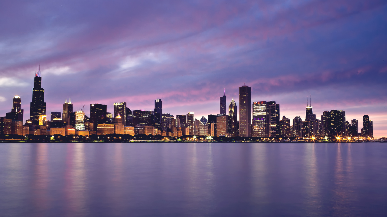Обои Чикаго, город, городской пейзаж, линия горизонта, метрополия в разрешении 1280x720