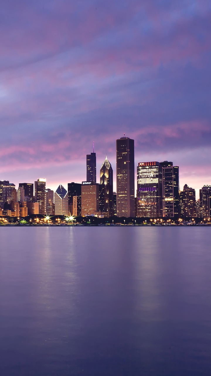 Обои Чикаго, город, городской пейзаж, линия горизонта, метрополия в разрешении 720x1280