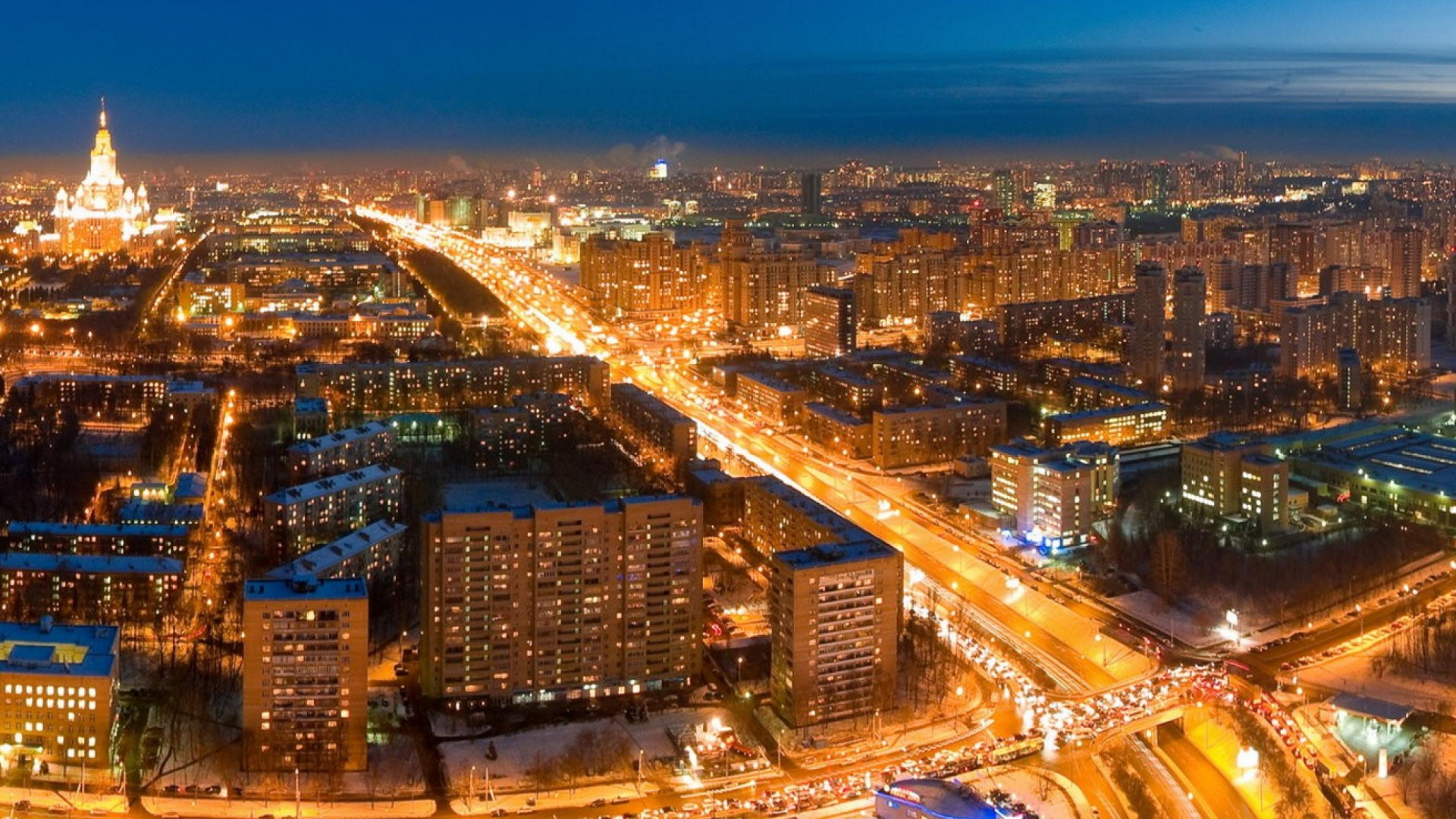 Обои Москва, город, городской пейзаж, городской район, метрополия в разрешении 1920x1080