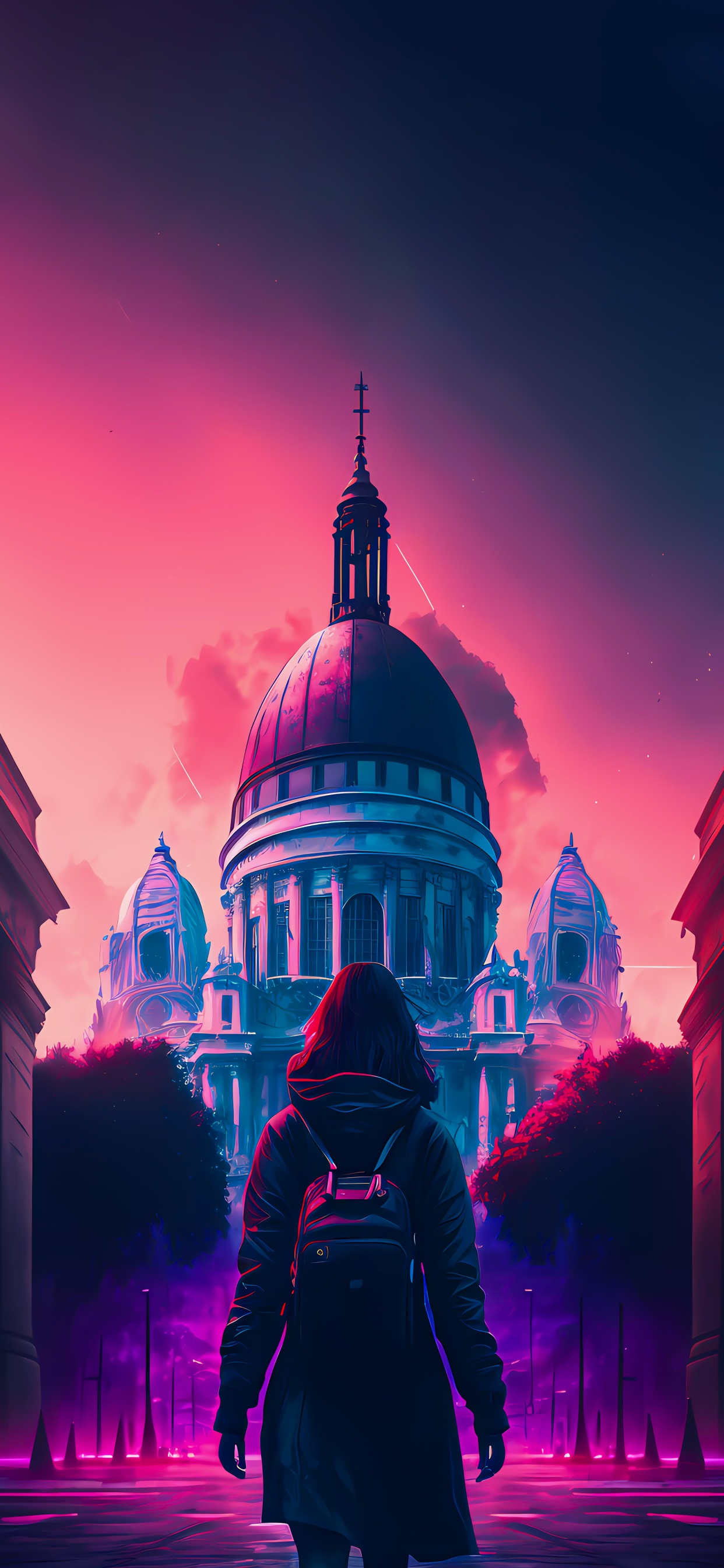 Обои искусственный интеллект, смартфон, мир, облако, пурпур в разрешении 1242x2688