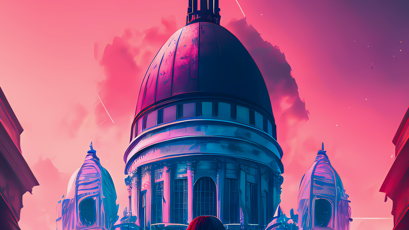 Обои искусственный интеллект, смартфон, мир, облако, пурпур в разрешении 1366x768