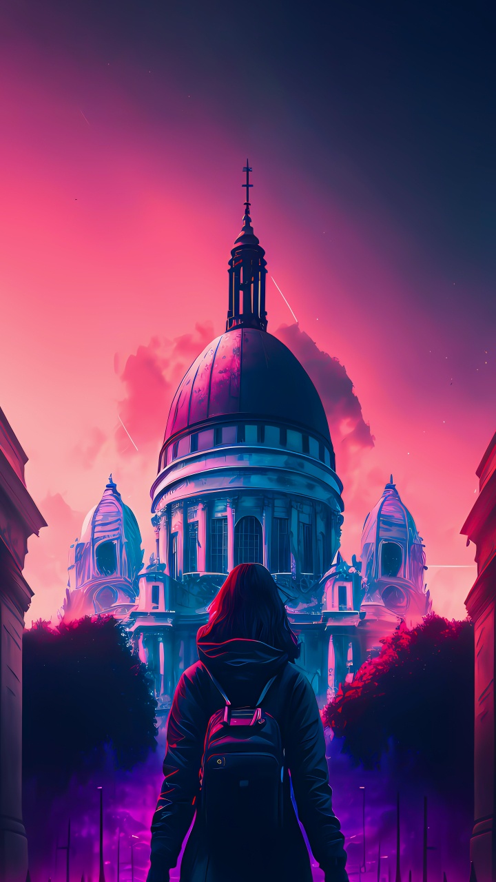 Обои искусственный интеллект, смартфон, мир, облако, пурпур в разрешении 720x1280