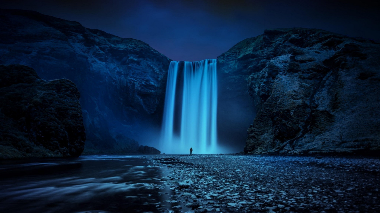 Обои Skgafoss, водопад, водоем, природа, вода в разрешении 1280x720