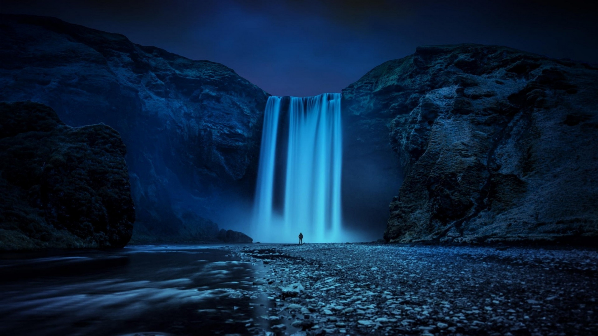 Обои Skgafoss, водопад, водоем, природа, вода в разрешении 1920x1080