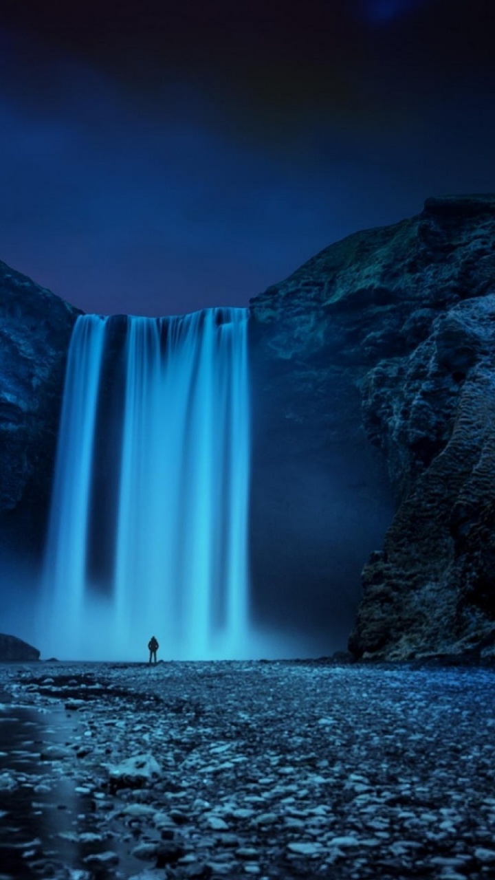 Обои Skgafoss, водопад, водоем, природа, вода в разрешении 720x1280