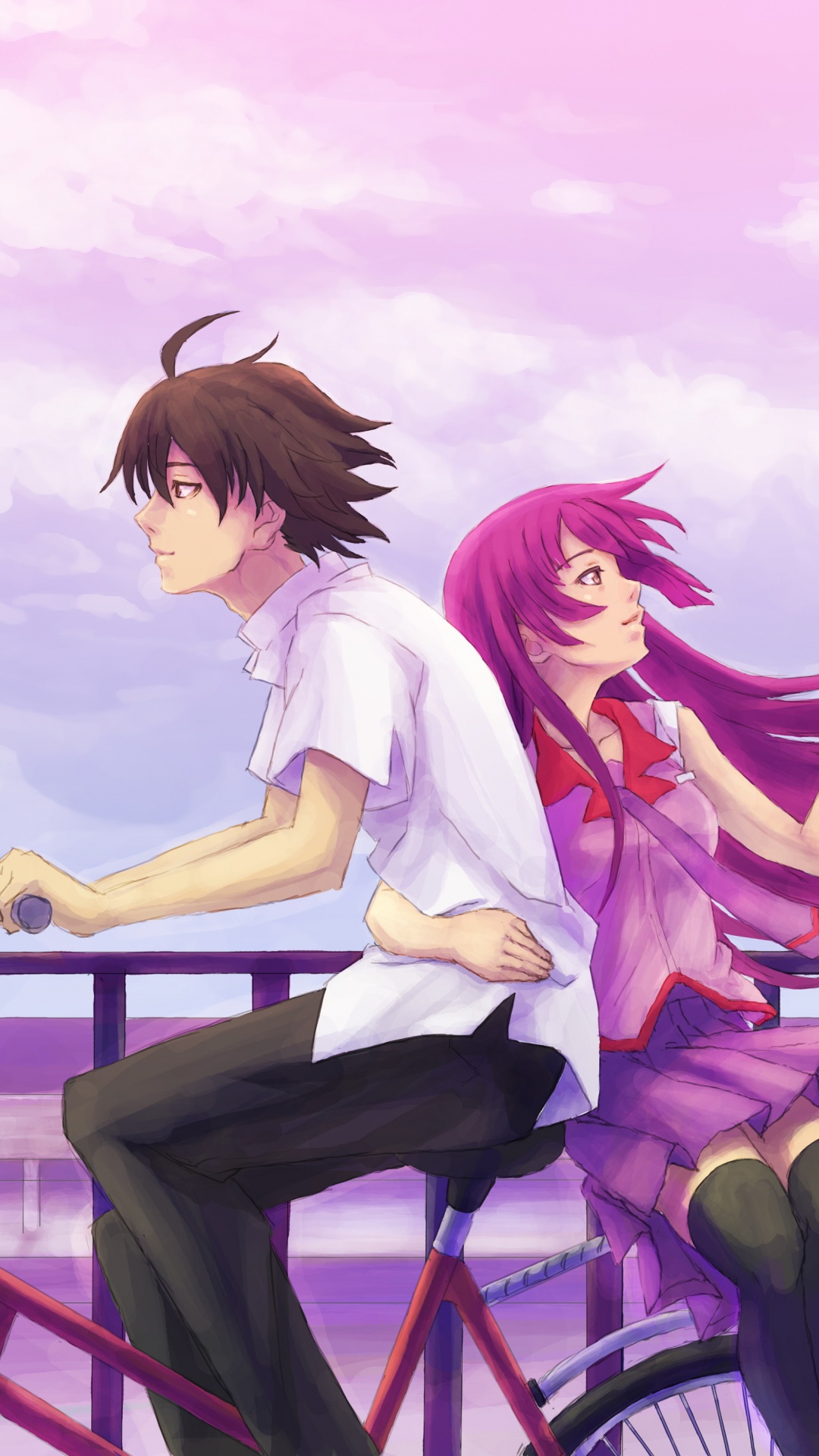 Обои аниме, Фиолетовый, иллюстрация, аниме мальчик и девочка, Манга в разрешении 1080x1920