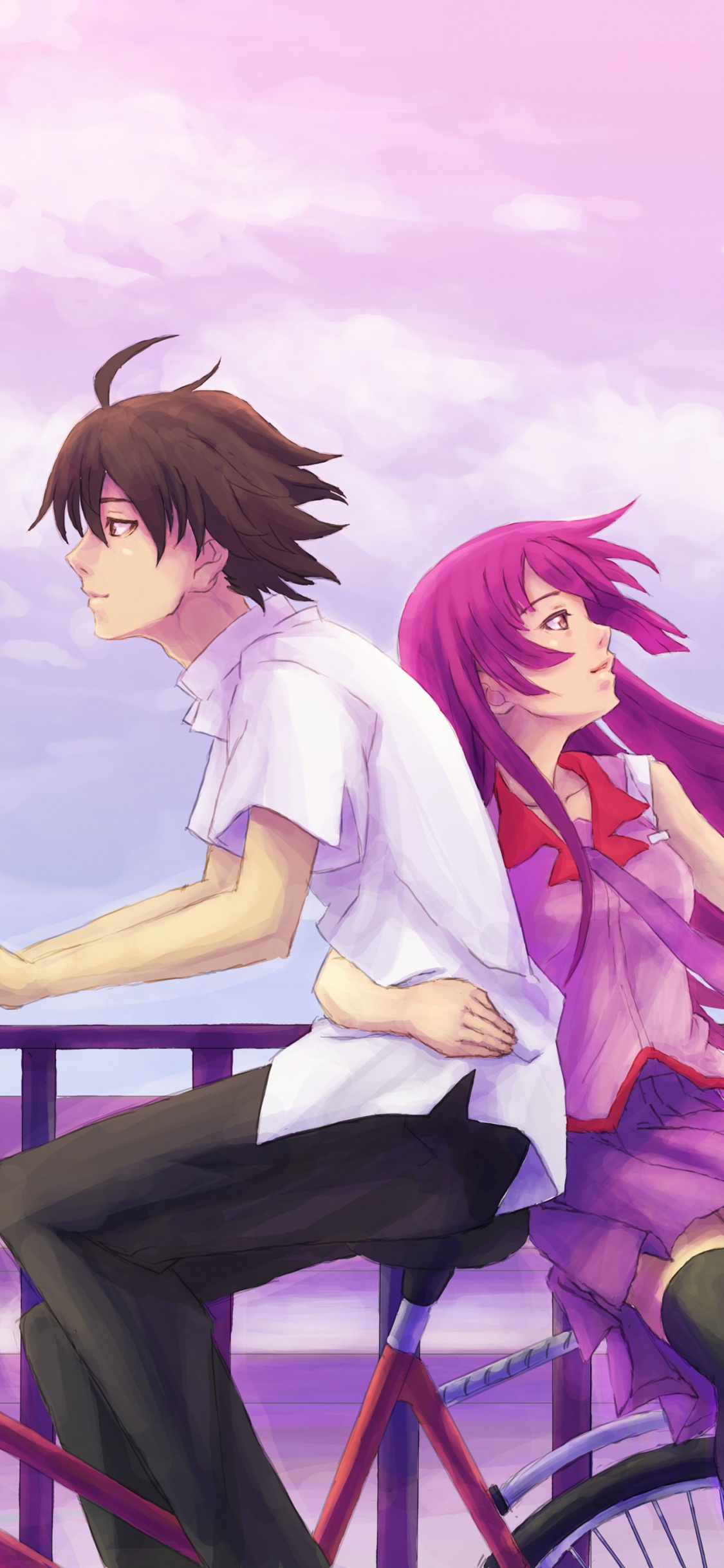 Обои аниме, Фиолетовый, иллюстрация, аниме мальчик и девочка, Манга в разрешении 1125x2436