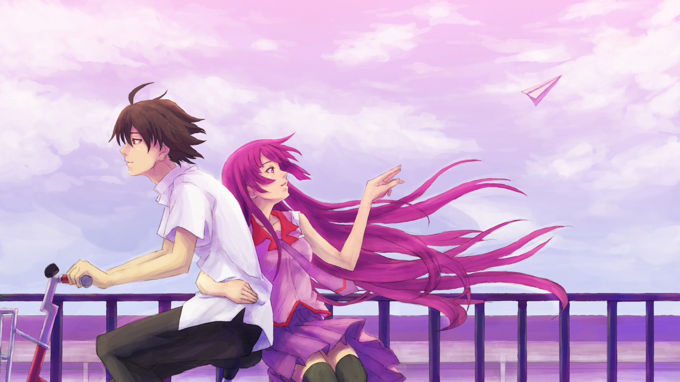 Обои аниме, Фиолетовый, иллюстрация, аниме мальчик и девочка, Манга в разрешении 1366x768