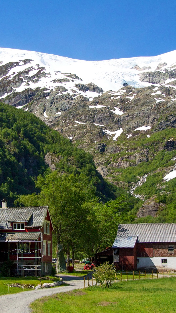 Обои Фолгефонна, горный рельеф, гора, нагорье, горный хребет в разрешении 720x1280