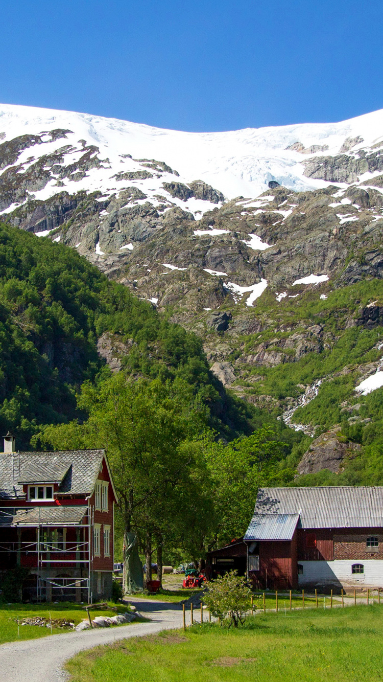 Обои Фолгефонна, горный рельеф, гора, нагорье, горный хребет в разрешении 750x1334