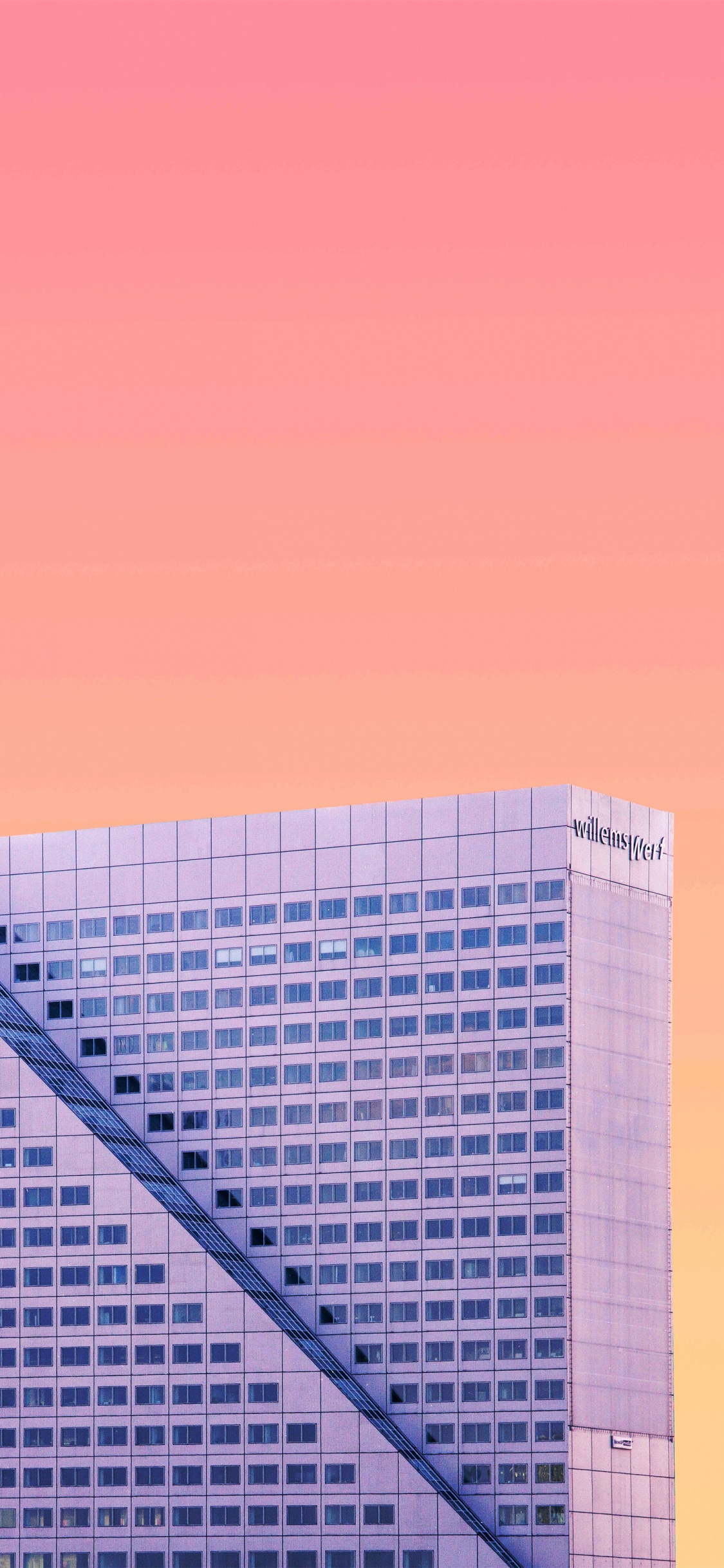 Обои здание, прямоугольник, склон, треугольник, Фиолетовый в разрешении 1125x2436