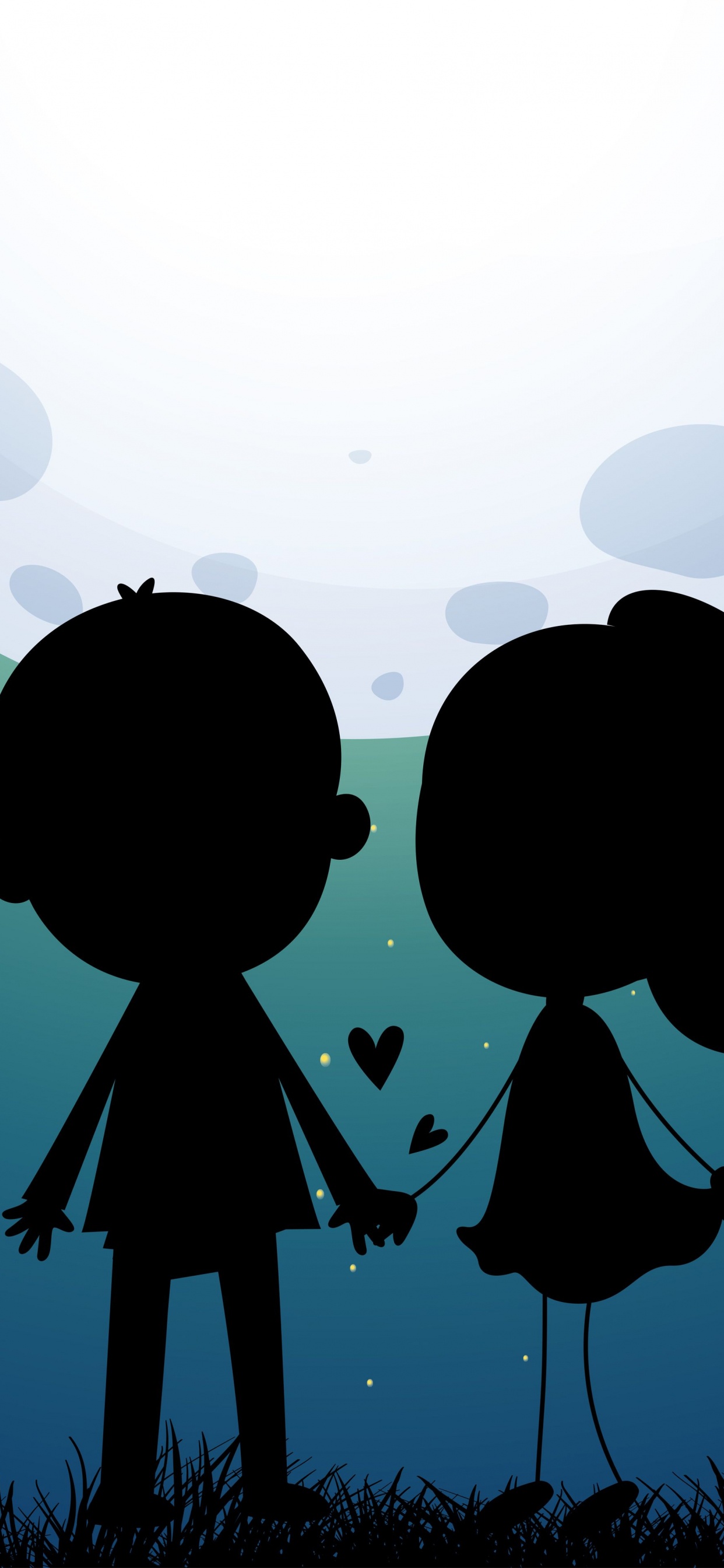 Обои силуэт, картинка, векторная графика, иллюстрация, воздушный шарик в разрешении 1242x2688