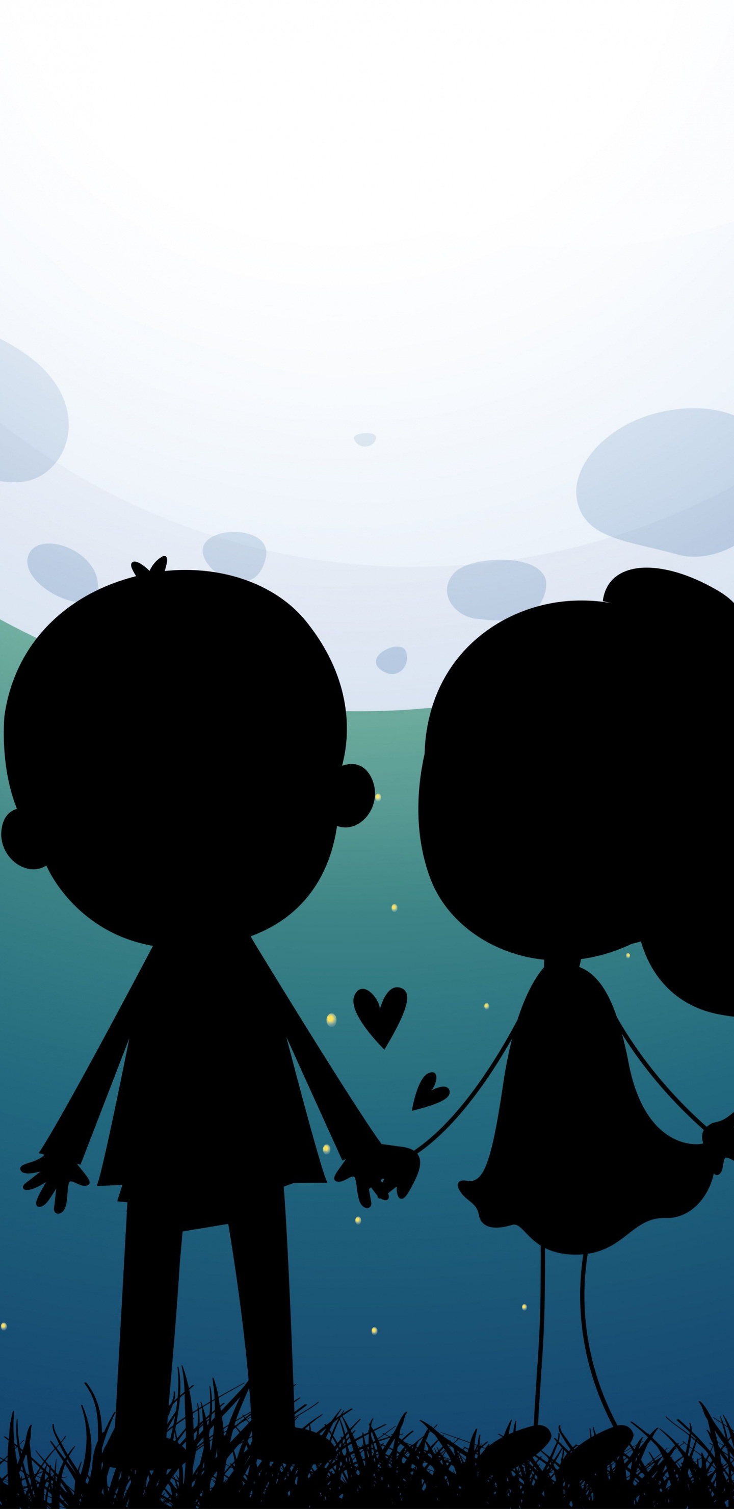 Обои силуэт, картинка, векторная графика, иллюстрация, воздушный шарик в разрешении 1440x2960