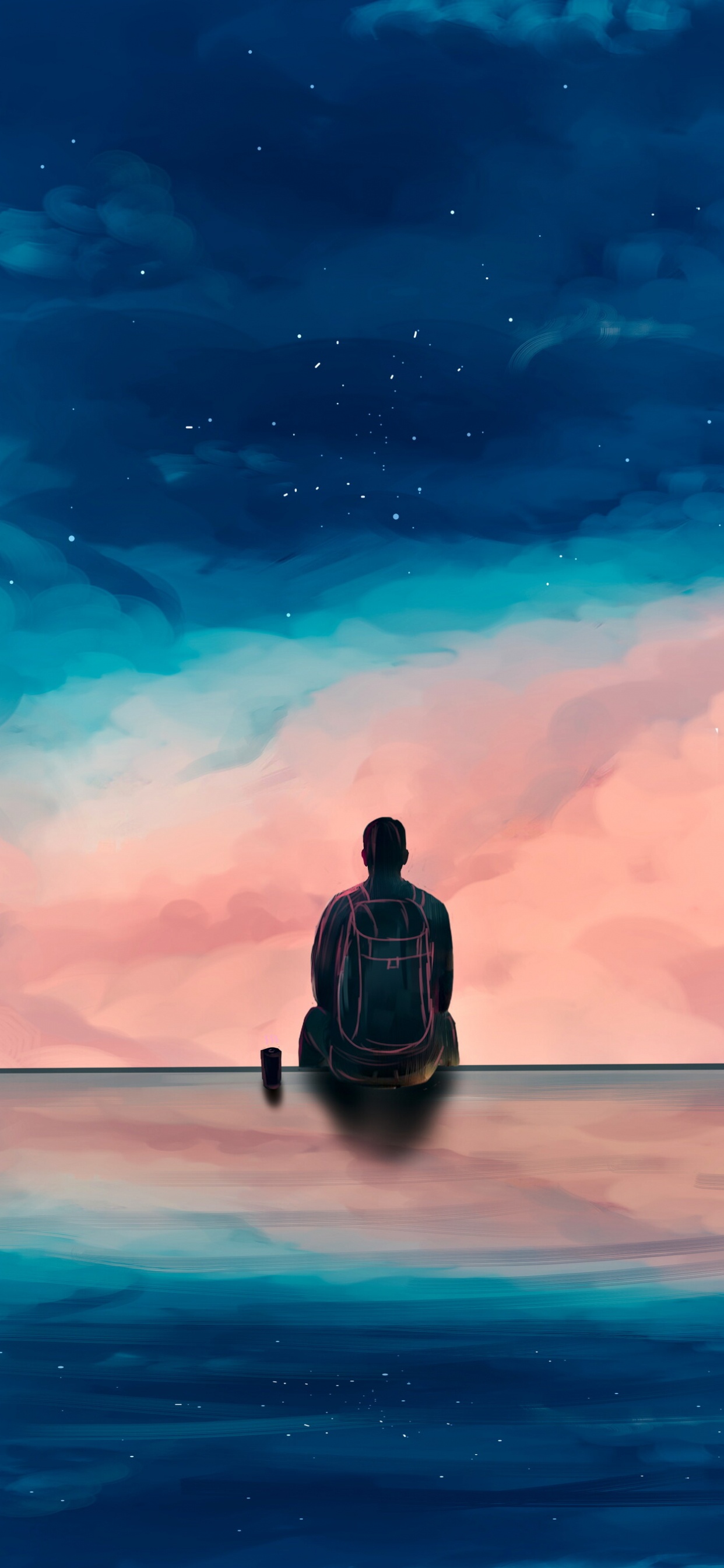 Обои синий, вода, море, горизонт, океан в разрешении 1242x2688