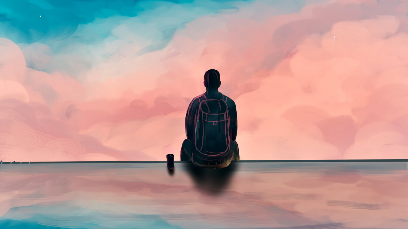 Обои синий, вода, море, горизонт, океан в разрешении 1366x768