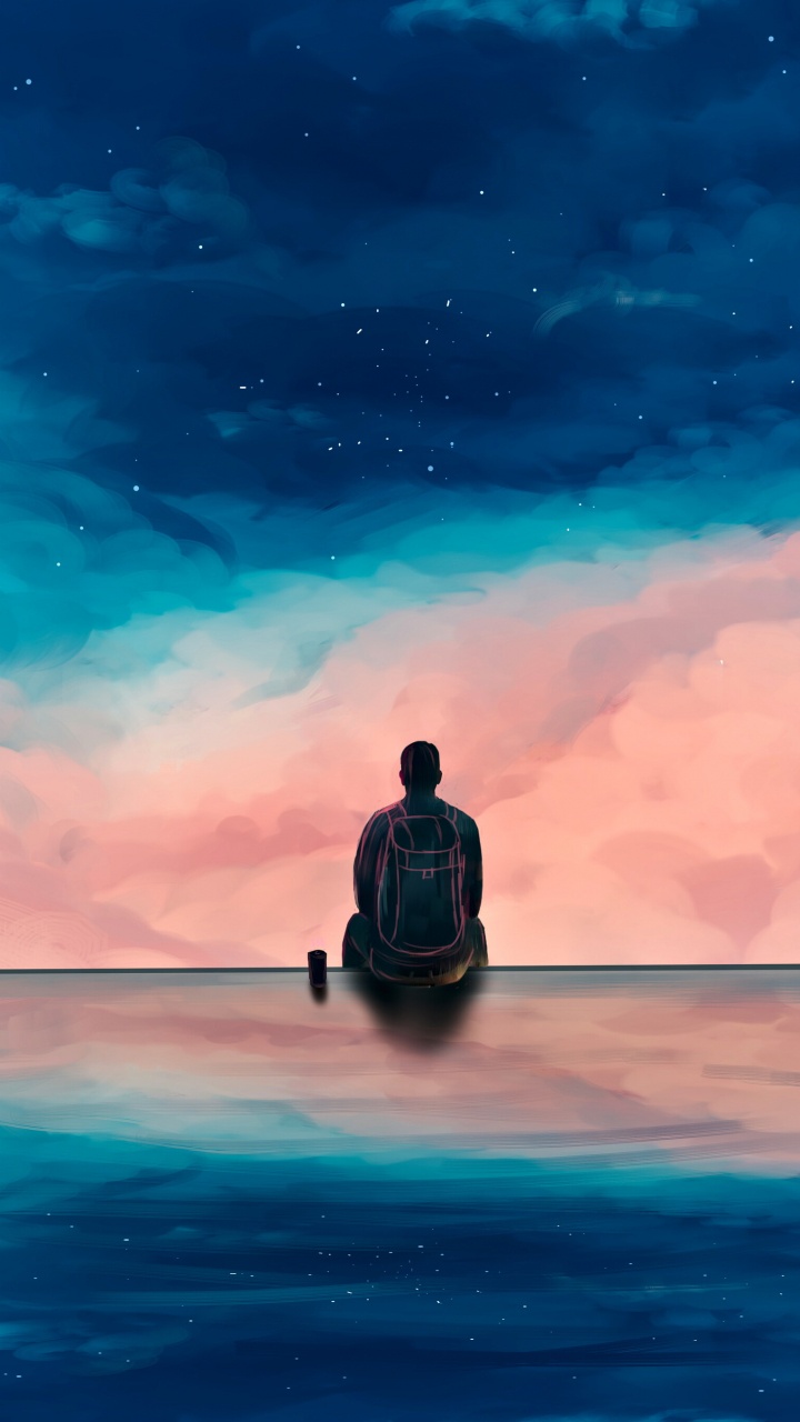 Обои синий, вода, море, горизонт, океан в разрешении 720x1280