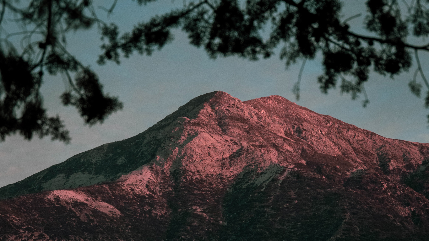 Обои природа, гора, дерево, дикая местность, нагорье в разрешении 1366x768