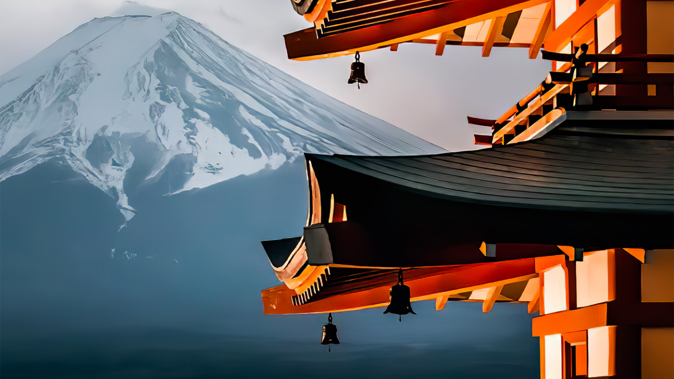 Обои iOS 16, вода, здание, природа, облако в разрешении 1366x768