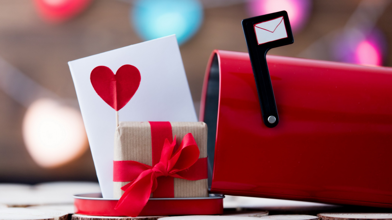 Обои День Святого Валентина, сердце, любовь, роман, наклейка в разрешении 1366x768