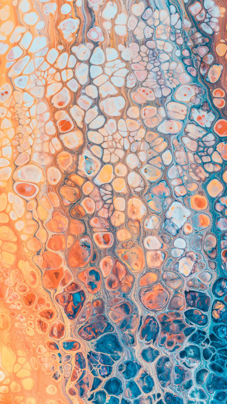 Обои Оранжевый цвет, андроид, смартфон, живопись, арт в разрешении 750x1334