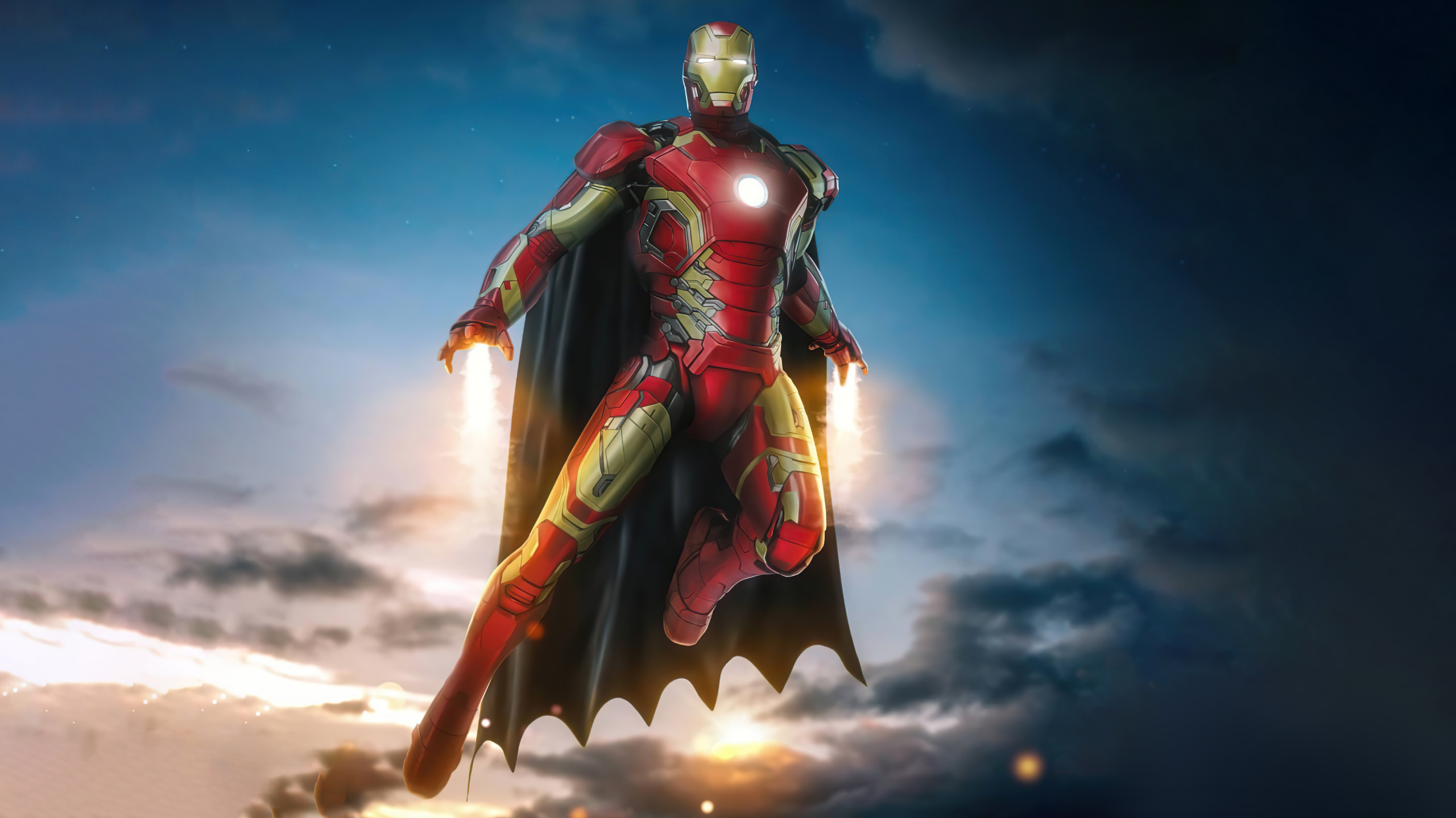 Обои Iron Man With Batman Cape в разрешении 2560x1440