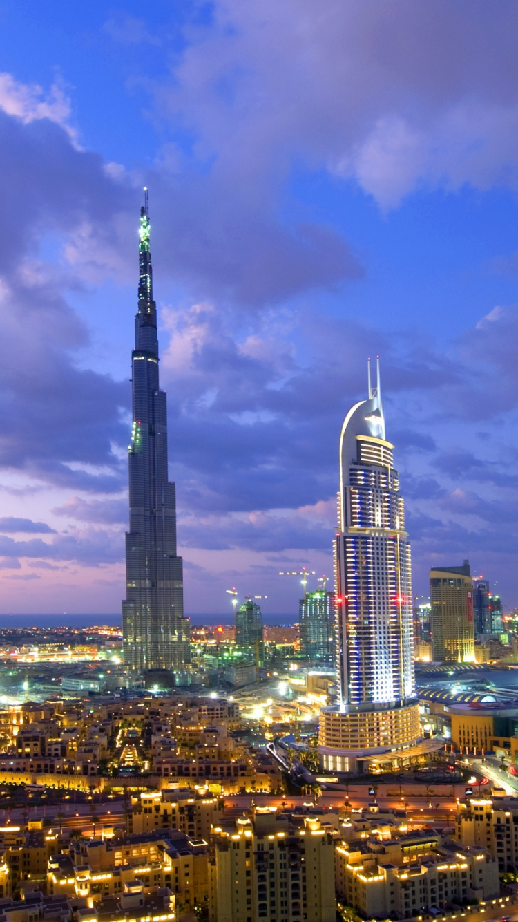 Обои Бурдж Халифа, город, городской пейзаж, небоскреб, городской район в разрешении 750x1334