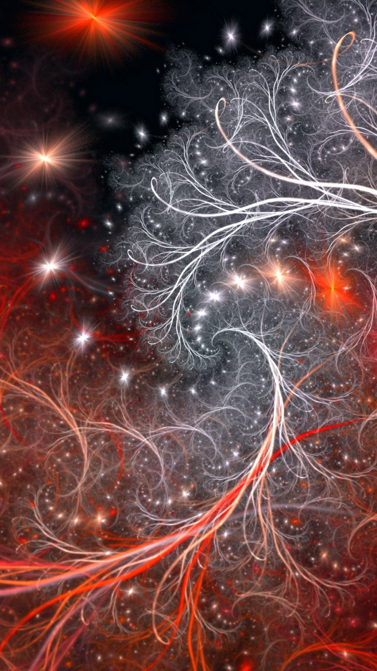 Обои абстракция, фрактальное искусство, графика, космос, круг в разрешении 750x1334