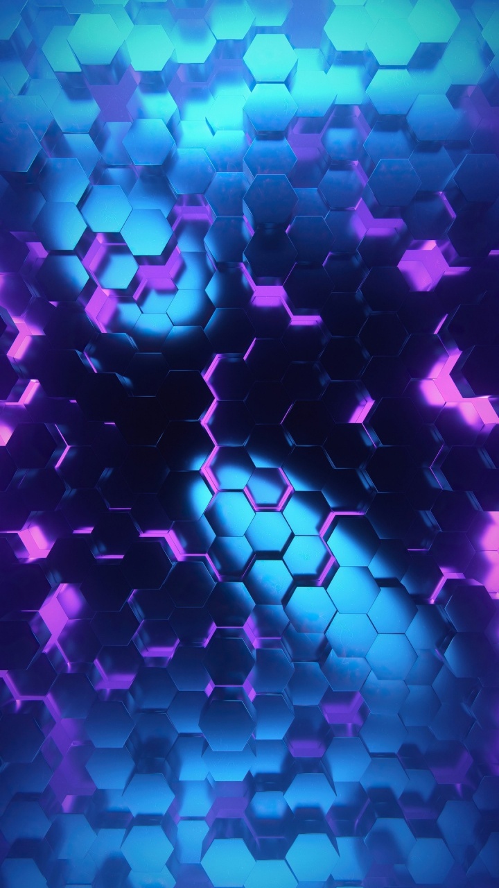 Обои свет, абстрактное искусство, цифровое искусство, пурпур, синий в разрешении 720x1280