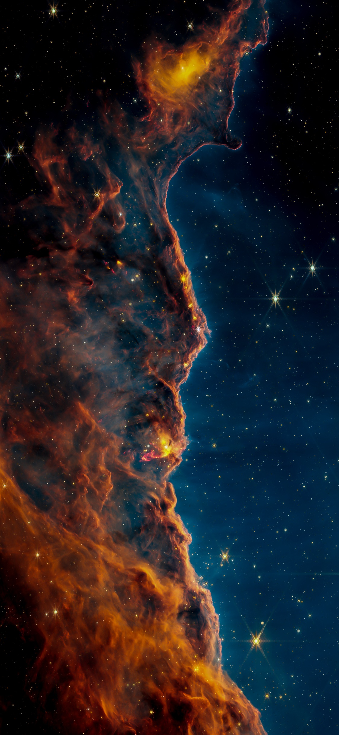 Обои туманность, туманность киля, космос, звезда, Космический Телескоп Джеймса Вебба в разрешении 1125x2436