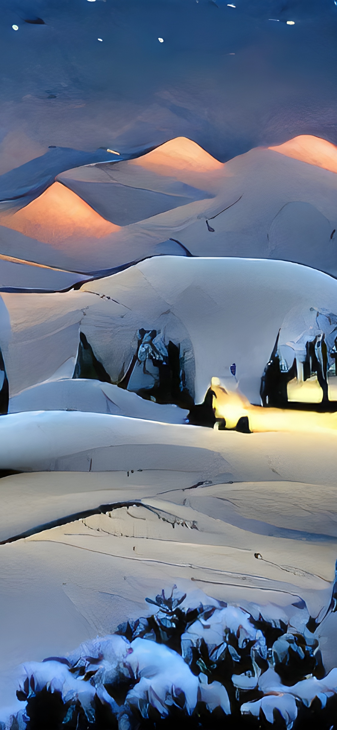 Обои снег, атмосфера, растение, дневное время, мир в разрешении 1125x2436