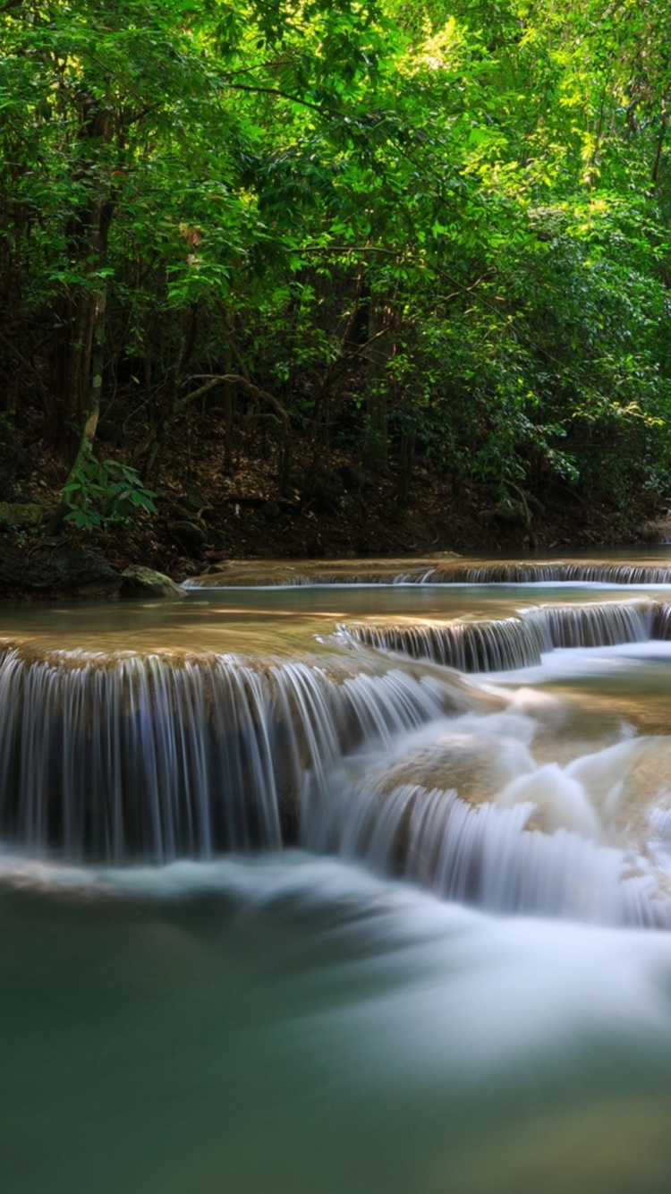 Обои водопад, водоем, гидроресурсы, природный ландшафт, природа в разрешении 750x1334